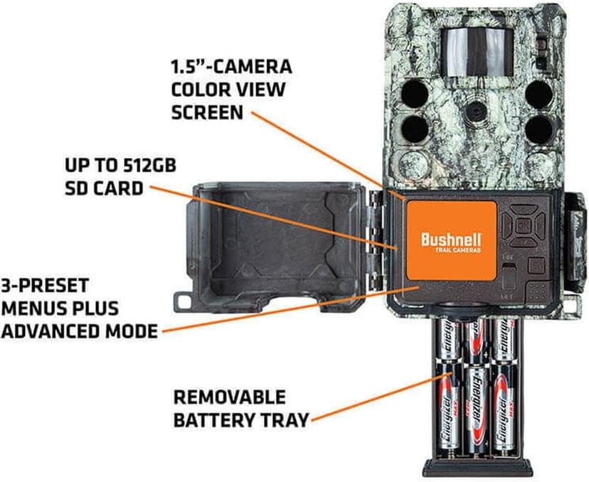Bushnell Trail Camera CORE S-4K, No-Glow Game Camera with 4K Video and 1.5” Color Viewscreen