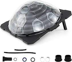 Goplus Solar Pool Heater Above Ground, Inground Swimming Pool Dorm Heater with Rotatable Hose Connectors and Foldable Legs, Solar Powered Water Heating