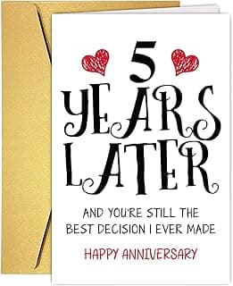Romantic 5 Years Anniversary Card for Husband Wife, Sweet 5th Wedding Anniversary for Couple, Idea Five Years Wedding Card Gift for Him Her, 5th Wedding Anniversary Card, 5 Years Anniversay Decor