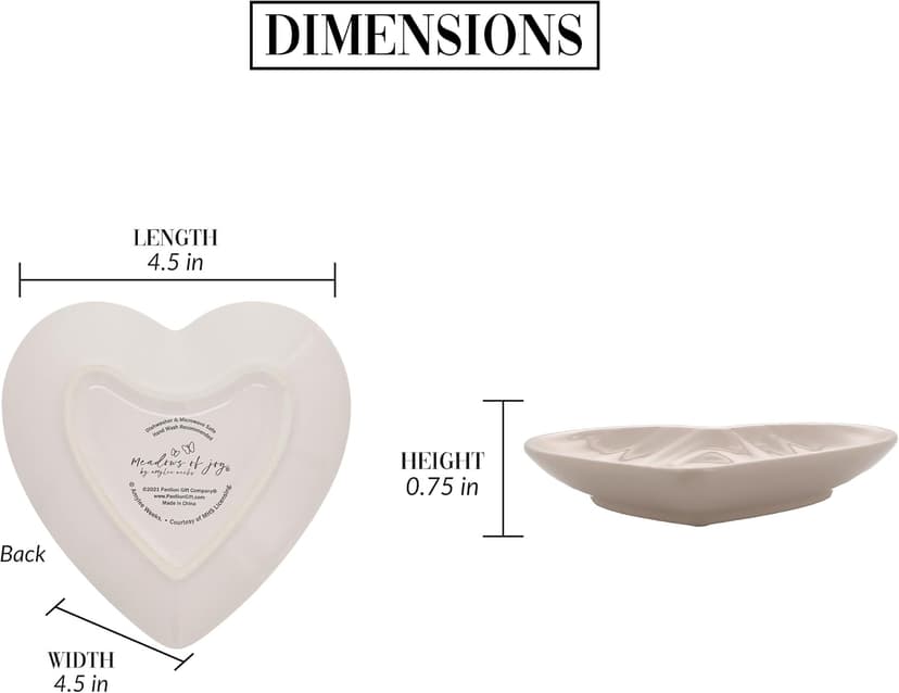 Pavilion Gift Company - Friend - Ceramic Heart-Shaped Keepsake Dish, Watercolor Floral Design, Valentines Day Gift For Girlfriend, Unique Gifts for Friend, Trinket Dish, Ring Holder, Jewelry Dish