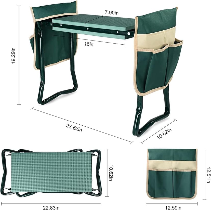 KVR Upgraded Garden Kneeler and Seat with Thicken & Widen Soft Kneeling Pad,Heavy Duty Foldable Gardener Stool with 2 Tool Pouches,Gardening Gifts for Women Mom Men Seniors¡­… B0972Y5LTY