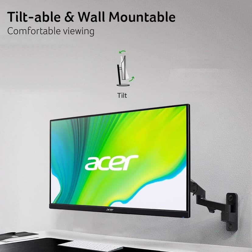 acer 27 Inch Monitor- KB272-27 Inch FHD IPS (1920 x 1080) Display, Up to 120Hz Refresh Rate, 99% sRGB, Tilt, Adaptive-Sync Support (FreeSync Compatible) 1ms (VRB), HDMI & VGA Ports
