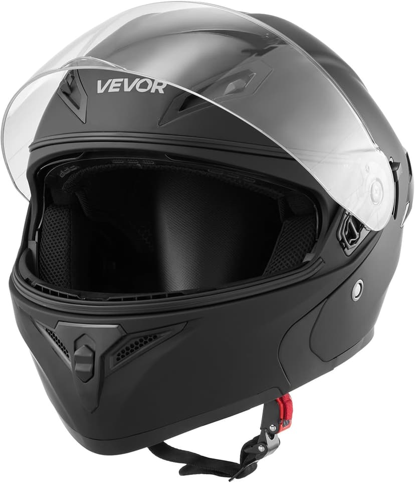 VEVOR Motorcycle Helmet DOT Approved, Adult Motocross Dirt Bike Helmet with Large Clear Visor, Comfortable Motorbike Racing Street with Detachable Liner for Men & Women