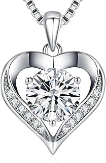 DALOJOE Moissanite Necklace for Women, 1-3 Carat Heart Necklace Engraved with 'I LOVE YOU', Birthday Gift for Wife, Anniversary Present for Wife Women, Jewelry Gifts for Christmas Valentine's Day