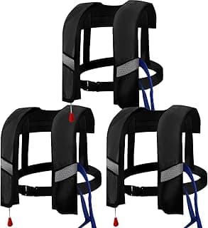 3-Pack Life Jackets for Men Women - 150N Automatic Inflation Swim Vest with Reflective Strips & Safety Buckle ~ Lightweight &Breathable