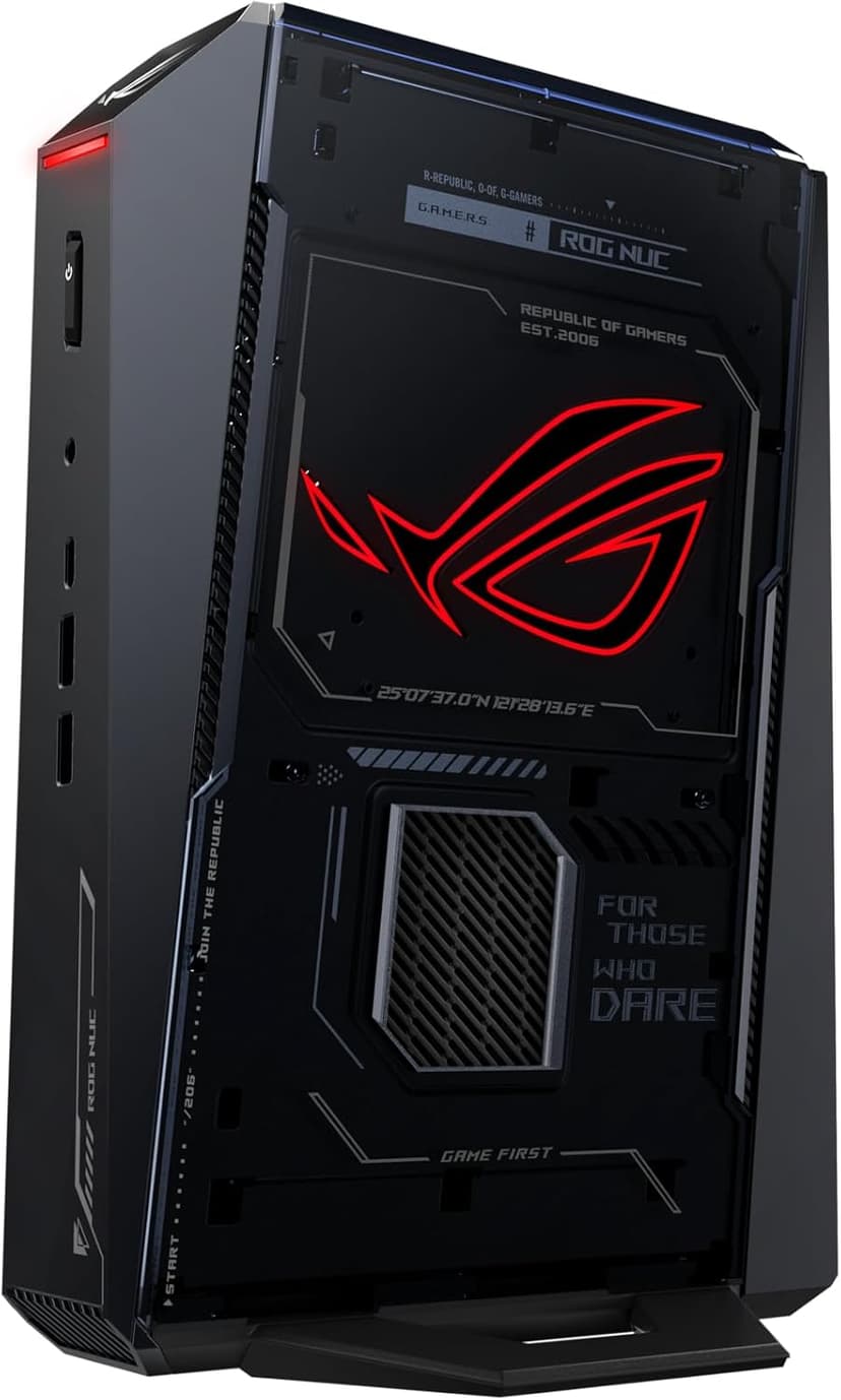 ROG NUC (2025) Gaming Mini PC with Intel® Core™ Ultra 7 (Series 2) ARL-HX CPU, NVIDIA® GeForce RTX™ 5060 MobileGPU, 32GB DDR5 RAM, 1TB NVMe SSD, Thunderbolt™ 4, Triple-Fan Cooling, and ARGB Lighting