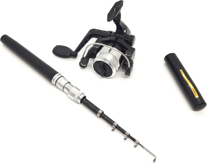 Portable Small Pen Fishing Rod Spinning Reel Combos, 38" 55" Compact Telescopic Fish Pole Kits for All Season Fishing in Rivers, Lakes, Ice, etc.