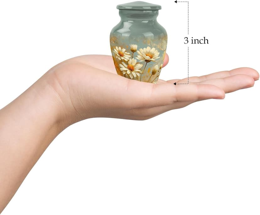 Daisy Urn for Ashes - Funeral Urns for Women - Daisy Cremation Urn for Adult Ashes Men - 2/3 Tablespoon of Ash Keepsake Box Daisy Urn - Flower Urn Small Keepsake - Urns for Burial in Ground - 3 Inch B0CZXM5ZJD