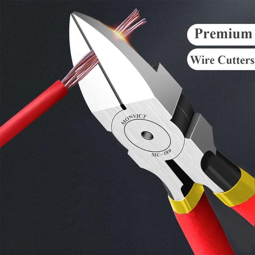 Ultra Sharp | Longer Cutting Edge | Powerful Pliers | Ideal for Cables, Wires, Zip Ties, Electrical & Most Cut Needs MONVICT 2 Pack 6 inch Wire Cutters Precision Flush Side Cutters B0B461286T