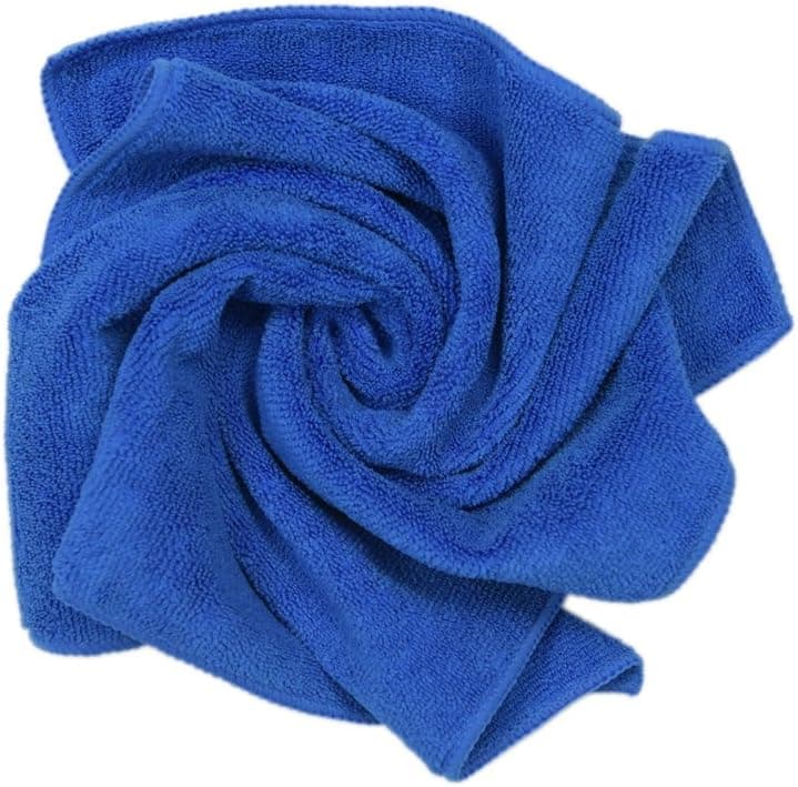 CARCAREZ Premium Microfiber Detailing Towels, 340 GSM Lint Free Car Buffing Waxing Polishing Drying Towel, Pack of 6 (Blue)