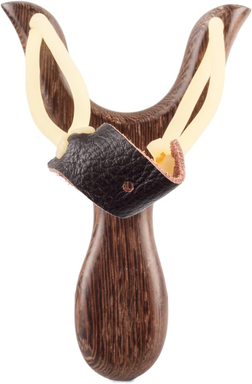 BASUNE Solid Wooden Slingshot with Classic Construction Hunting Slingshot for Catapult Game, Outdoor, Hunting-for Adult (Deep Brown)