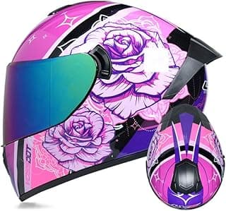 Full Face Motorcycle Helmet DOT Approved Motorbike Moped Street Bike Racing Crash Helmet, Men and Women