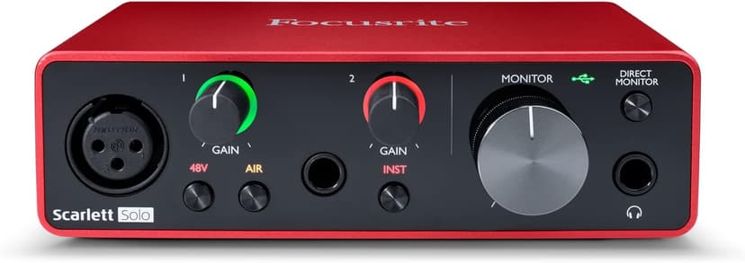 Focusrite Scarlett Solo 3rd Gen USB Audio Interface for Guitarists, Vocalists, Podcasters or Producers to record and playback studio quality sound