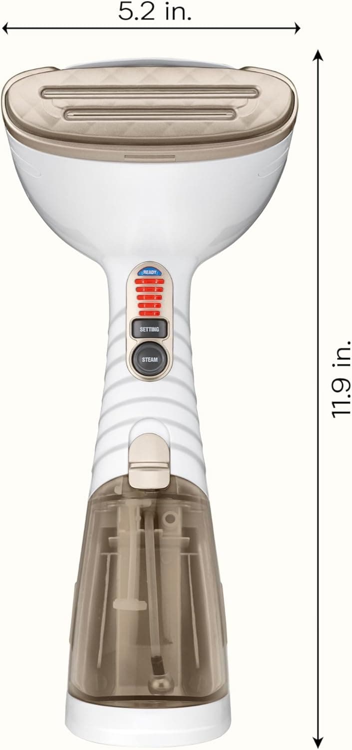 Conair Handheld Garment Steamer for Clothes, Turbo ExtremeSteam 1875W Fabric Steamer, Portable Handheld Design, Strong Penetrating Steam, White/Champagne