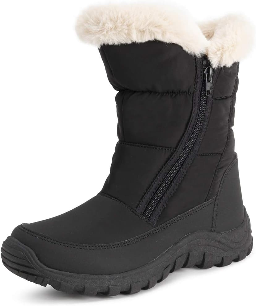 POLAR Womens Memory Foam Twin Zip Opening Pull On Nylon Waterproof Thick Faux Fur Lined Winter Rain Snow Boots