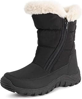 POLAR Womens Memory Foam Twin Zip Opening Pull On Nylon Waterproof Thick Faux Fur Lined Winter Rain Snow Boots
