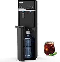 Self Cleaning Hot and Cold Bottom Load Water Cooler Dispenser with Ice Maker 5 Gal Built-in Bullet Ice Maker 22lbs Daily Capacity Black