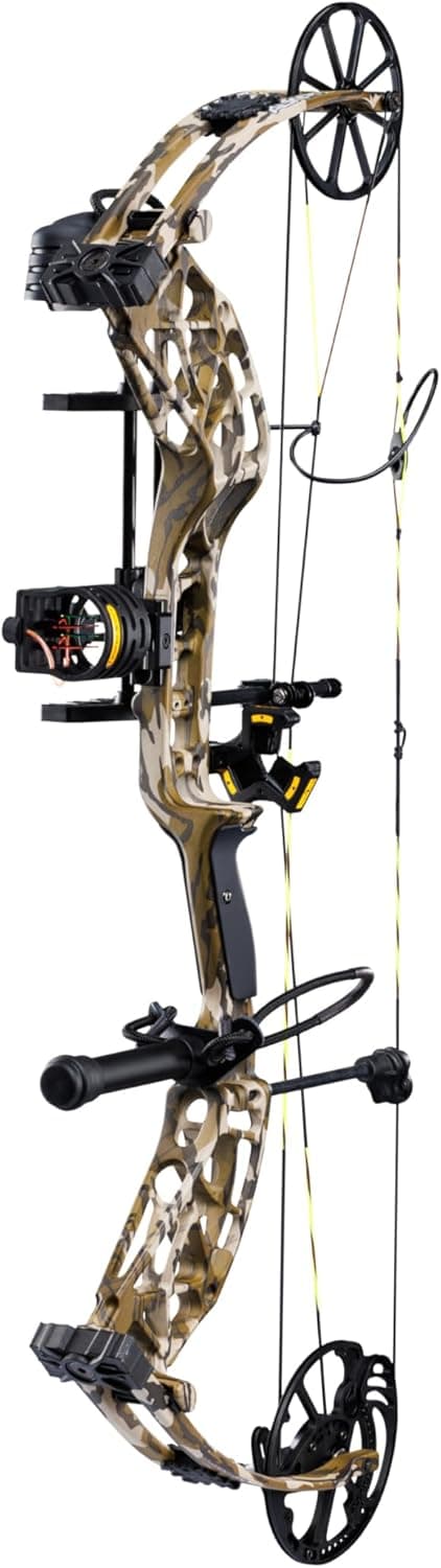 Bear Archery Adapt 2 Ready to Hunt Compound Bow Archery Set with Archery Accessories Including IMS V-Biscuit Rest, 4 Pin Sight, & Stabilizer, 24”- 31” Draw Length, Up to 320 FPS