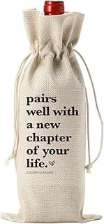 1 Pcs Funny New Chapter Wine Bag New Beginnings Gifts for Women Men Farewell Gifts for Friends Going Away Gifts for Coworkers Women Men Moving Away Gifts for Friends New Teacher Gifts