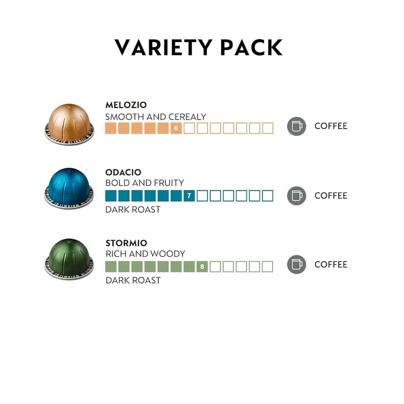 Nespresso Capsules Vertuo, Variety Pack, Medium and Dark Roast Coffee, 30 Count Coffee Pods, Brews 7.8 oz. B01N05APQY