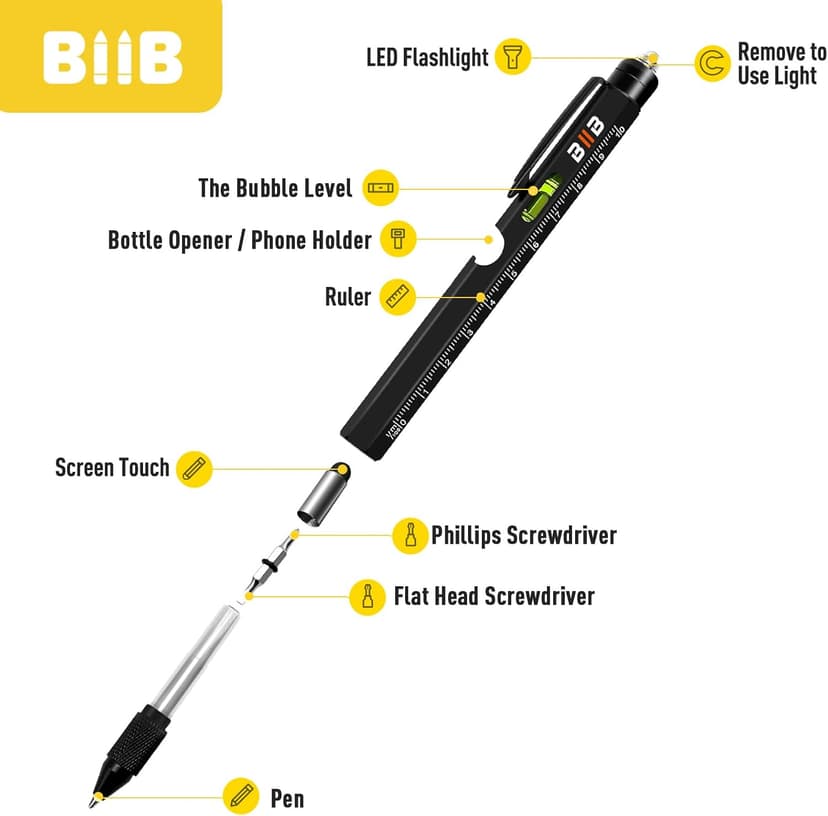 Christmas Mens Gifts for Him Dad Husband, White Elephant Gifts for Adults, Dad Gifts Gadgets for Men BIIB Mens Stocking Stuffers Gifts for Men Teens Adults 9-in-1 Multitool Pen B081381JD4