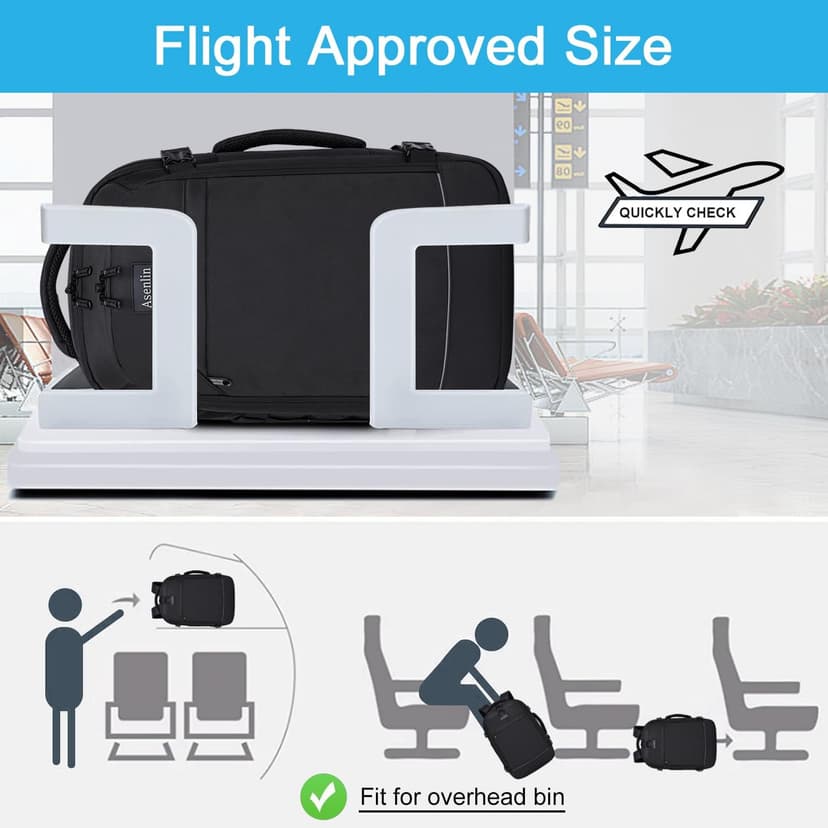 Asenlin Travel Backpack for Women and Men,Fit 15.6 Inch Carry on Backpack Flight Approved Luggage，Weekender Bag Water Resistant Laptop Backpack-Black