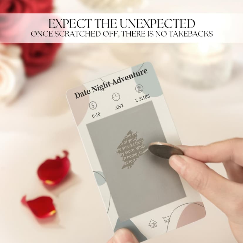 40 Date Ideas Card Games for Couples Date Night - Unique Date Deck Scratch Off Cards, Couples Gifts for Boyfriend Girlfriend, Romantic Wedding Anniversaries Newlywed Gifts for Him Husband Wife Bride