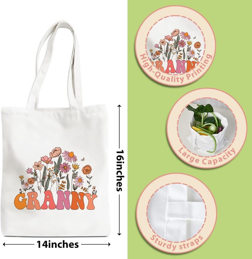 Grandma Gifts Tote Bag Birthday Mothers Day Retirement Gifts for Women Mama Nana Mimi Shoulder Bag Reusable Grocery Bags B0CYPQ48FS