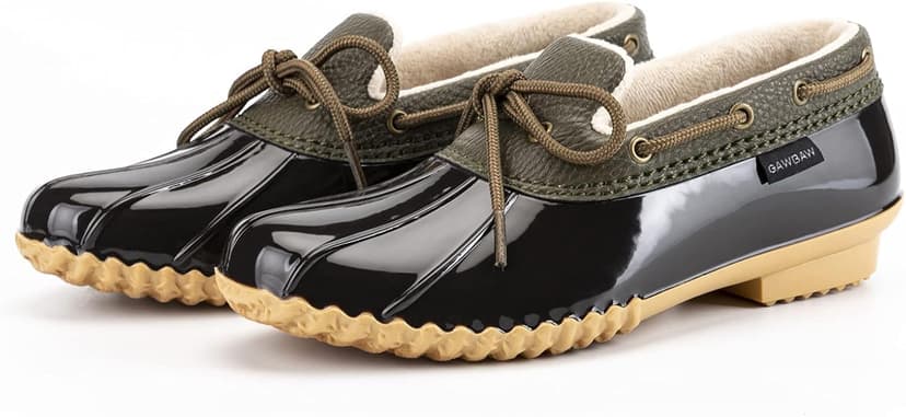 GAWBAW Flat Duck Shoes for Women - Slip On Waterproof Winter Ankle Rain Boots Short Garden Shoes