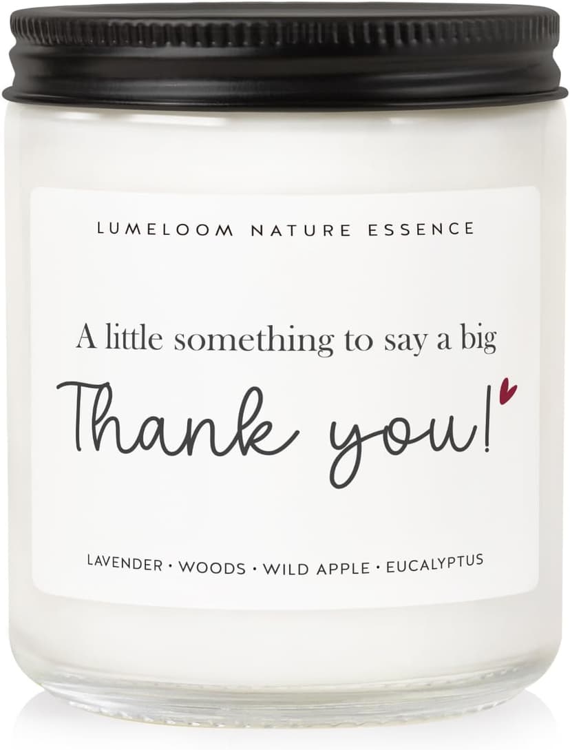 Thank You Gifts for Women, Men - 9oz Lavender Scented Soy Wax Candle - Thank You Candle, Hostess, Appreciation Gifts for Women, Teacher, Coworkers, Friend, Nurse, Boss, Christmas