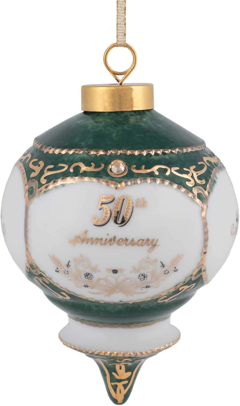 CBE Happy 50th Wedding Anniversary Victorian 4.5 Inch Porcelain Hanging Ornament B06XHQ5J2W