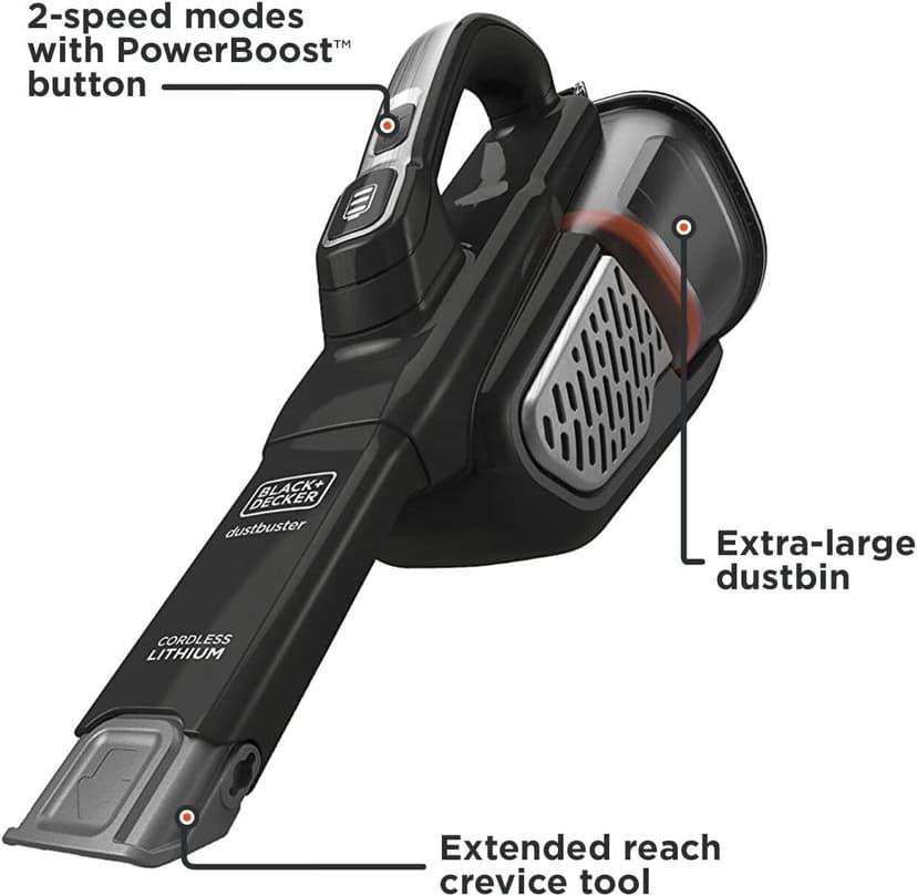 BLACK+DECKER dustbuster Portable Vacuum Cordless Handheld, Small Hand Vacuum Cleaner for Dorm Home and Car, Powerful 20V AdvancedClean+ (HHVK515J00FF)