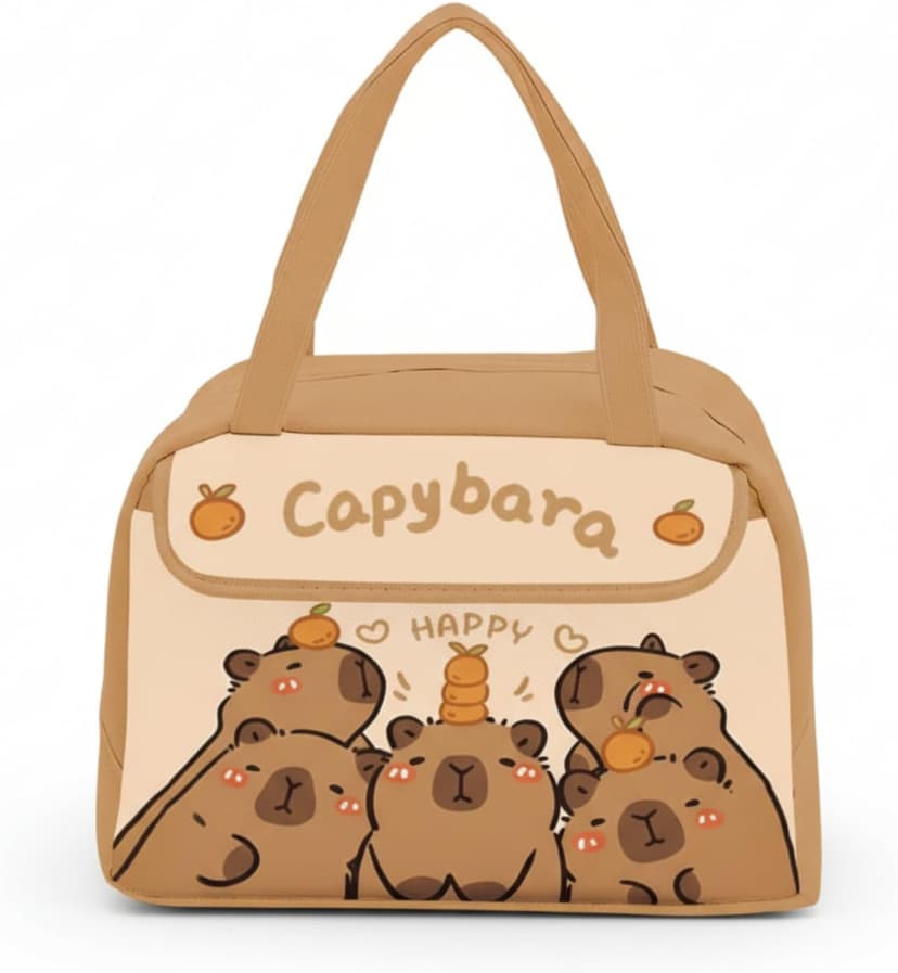 LUUTUUORA Capybara Lunch Bag Women, Insulated Lunch Box for Women, Reusable 10L LunchBox Multi-Pockets Cute Lunch Tote for Work Picnic Travel or Gifts-Capybara