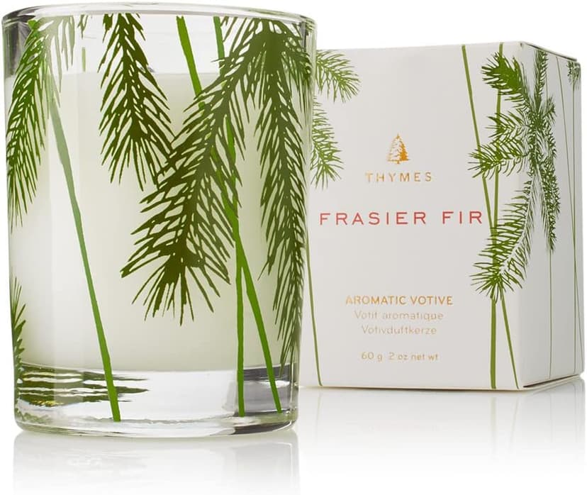 Thymes Frasier Fir Pine Needle Candle – Holiday Candles for Home Scented with Notes of Crisp Siberian Fir, Cedarwood & Sandalwood – Christmas Decor – Christmas Gifts for Women & Men (2 oz)