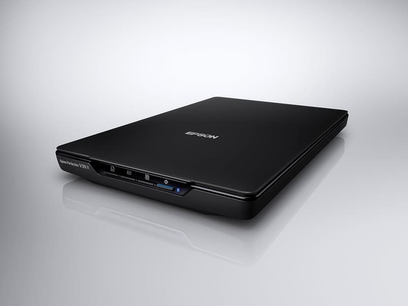 Epson - Perfection V39 II - Color Photo and Document Flatbed Scanner - 4800 dpi Optical Resolution - High-Rise, Removable Lid - Scan to Cloud - USB Power - Image Scanning - Black