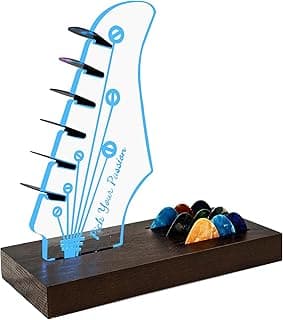 Wooden Guitar Pick Holders Music Gift for Men Guitar Music Lovers Players Guitarist, Guitar Accessories NZNDB Light Up Guitar Pick Holder for Picks Storage and Display B0DFPMTBMF