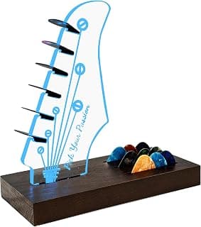 Wooden Guitar Pick Holders Music Gift for Men Guitar Music Lovers Players Guitarist, Guitar Accessories NZNDB Light Up Guitar Pick Holder for Picks Storage and Display B0DFPMTBMF