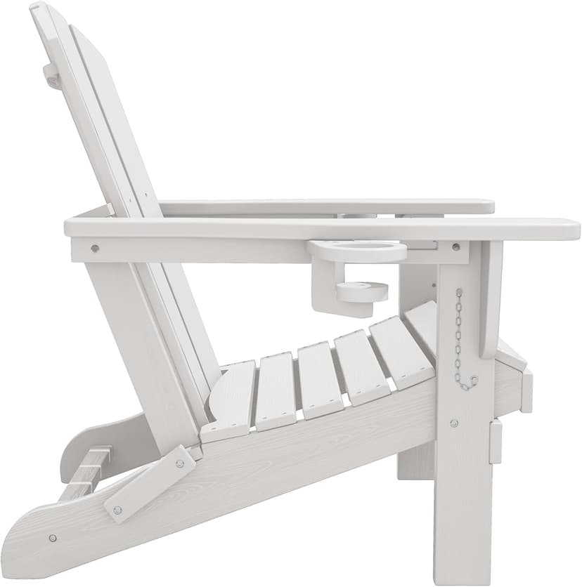 SERWALL Adirondack Chair with Cup Holders - Composite Adirondack Chairs Set of 2 HDPE Outdoor Chairs All Weather Use- White