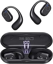 Open Ear Earbuds, Powerful Sound Sports Headphones with Clear Call, 40Hrs Playtime，Bluetooth 5.3 Headphones with Smart Digital Display Design IPX6 Waterproof Fit for Running, Gym, Workout (Black)