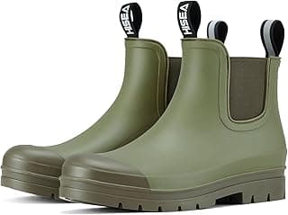 HISEA Women's Short Rain Boots Fashion Waterproof Chelsea Boots Ankle Garden Shoes for Ladies Non Slip Outdoor Work Booties Lightweight Rubber Rainboots with Comfort Insole