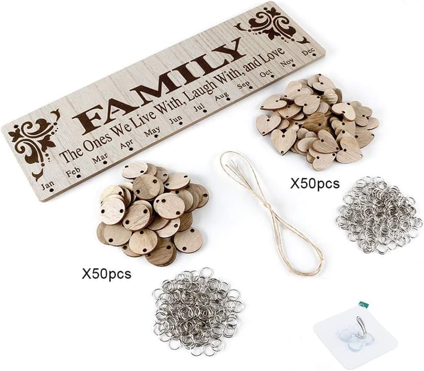Joy-Leo Gifts for Mom Grandma Christmas, Wooden Birthday Tracker Plaque Wall Hanging, Help Elderly Parents Remember Birthdays Family Birthday Reminder Calendar Board with 100 Tags, Model JL01 B07M81TWY7