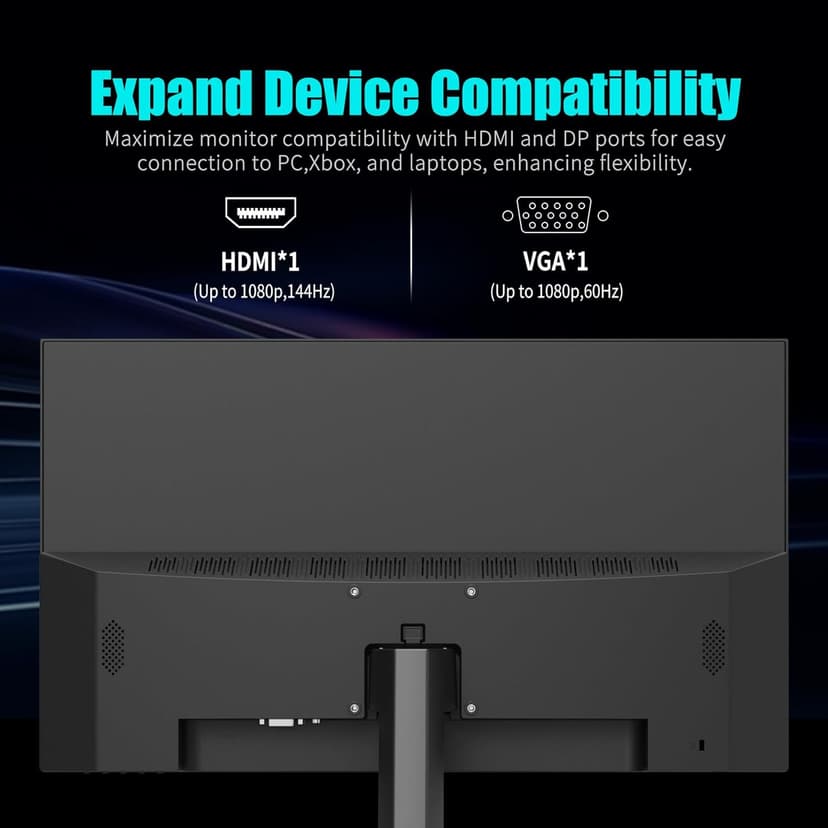 Viewedge Gaming Monitor 27 Inch FHD 144hz, 1ms IPS 1080p Computer Monitor with 110% sRGB, Bluelight Filter, HDMI & VGA Port, Support Freesync and Wall Mount