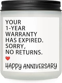 1 Year Anniversary Couple Gifts for Boyfriend Girlfriend, Happy One Year Wedding Anniversary Funny Gifts for Men Women Husband Wife, Romantic First 1st Year Marriage Gift for Her Him Scented Candle B0GT8YSWNK