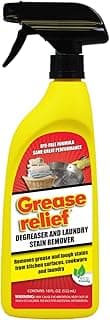 Grease Relief Degreaser and Laundry Stain Remover (18 Oz.) - Heavy Duty Kitchen Cleaner Spray/Non Toxic Formula/All Purpose Degreaser for Stove Top, Oven, Grill, Car, Soil & Cloth Stains (524919)