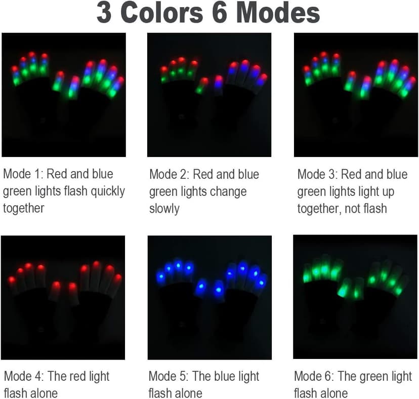 Luwint Children LED Finger Light Up Gloves - Glow Flashing Cool Fun Toys for Kids, Boy Girl 7-12 Years