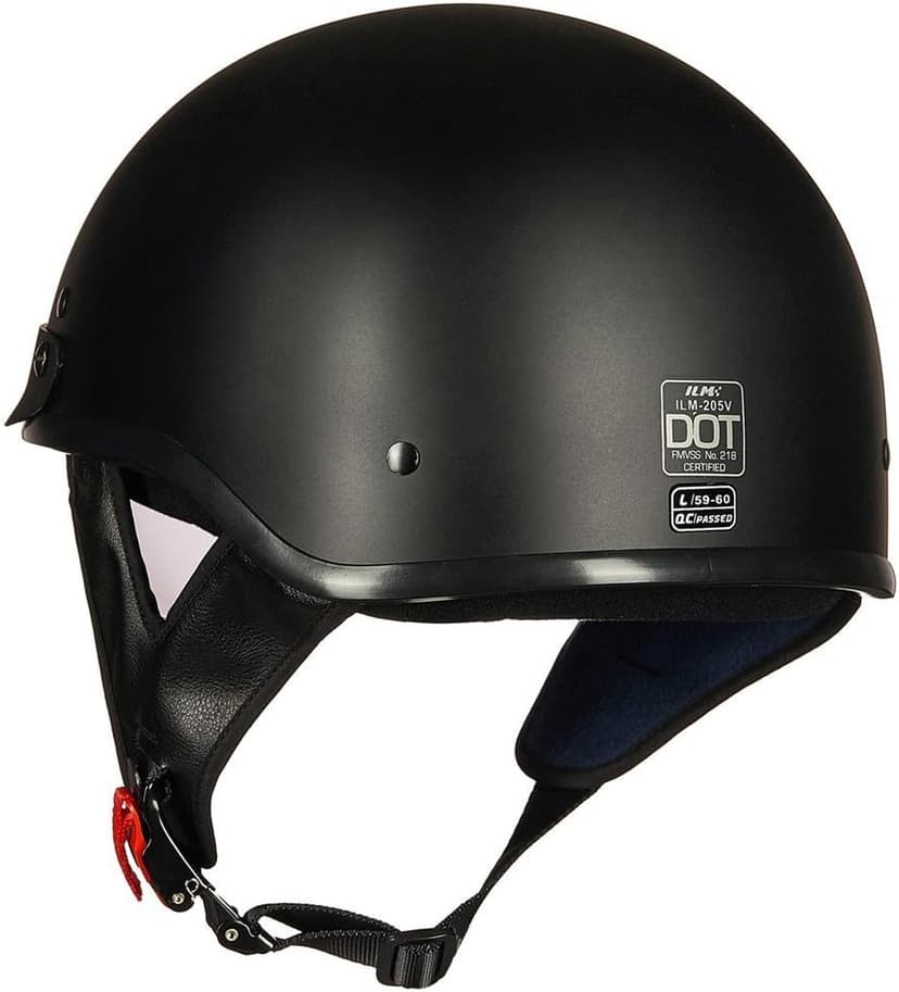 ILM Half Helmet Motorcycle Open Face Sun Visor Quick Release Buckle DOT Approved Cycling Motocross Suits Men Women 205V (M, Matt Black)