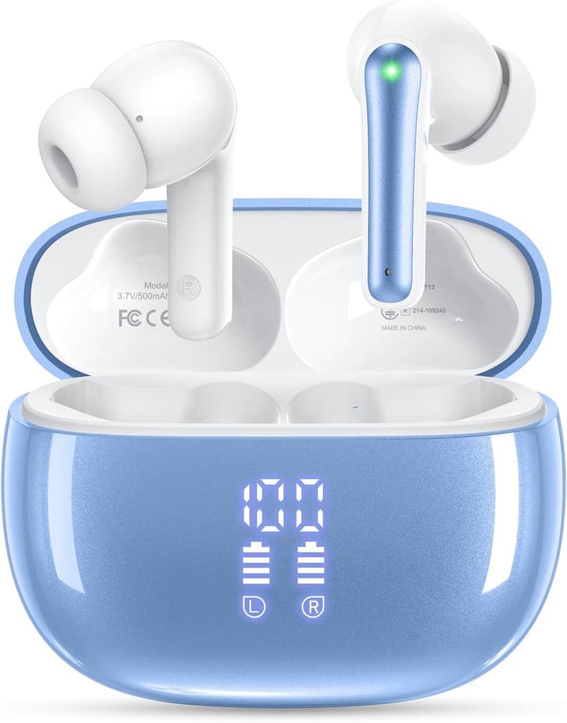 HUIFU Wireless Earbuds, Bluetooth Ear Buds Headphones, 40H Long Playtime, Stereo Deep Bass, LED Power Display, IP7, Lightweight in Ear Earphone with Mic for iPhone Android Phone