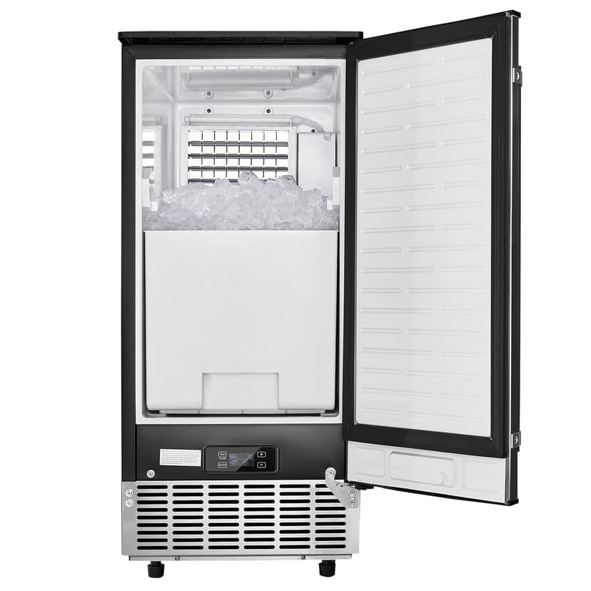VEVOR Under Counter Ice Maker, 80 Lbs/Day Stainless Steel Built-in Ice Makers Machine with Drain Pump Reversible Door, 26lbs Storage Freestanding Ice Maker for Commercial Home Kitchen