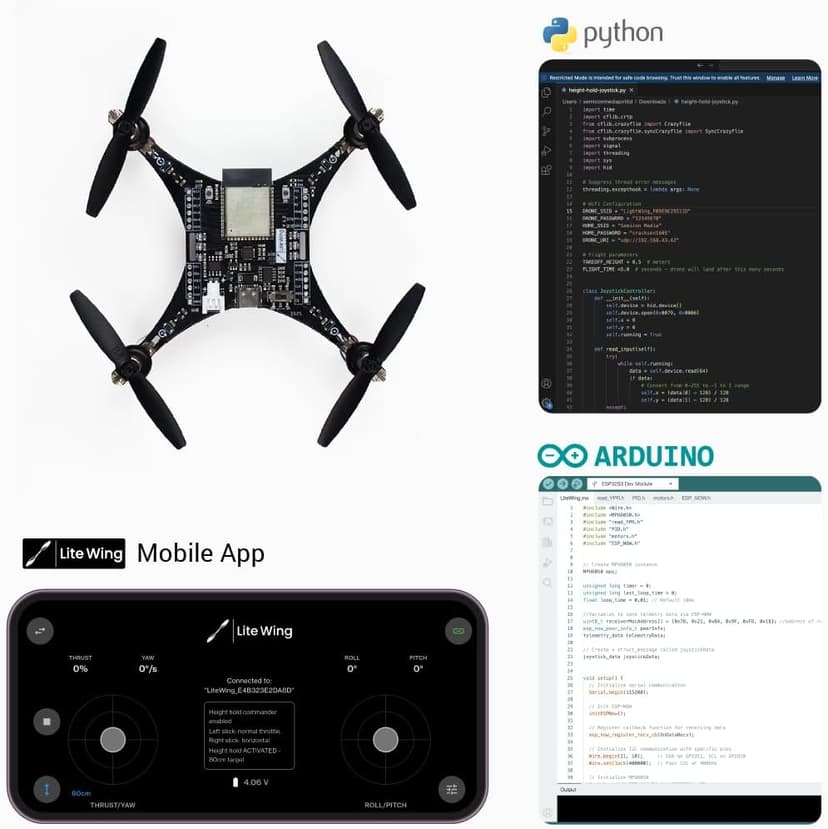 LiteWing - ESP32 based Programmable Drone Development Board without Battery for Makers, Developers and Educators (Ready to Fly)