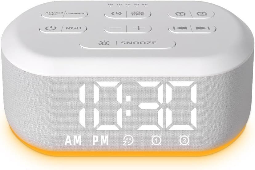 Small Digital Alarm Clock for Bedrooms Sound Machine with 30 Soothing Sound Plug in Bedside Clock with Night Light Noise Machine Battery Backup 15 Wake up Sound Clock for Teen Kid Heavy Sleeper Snooze